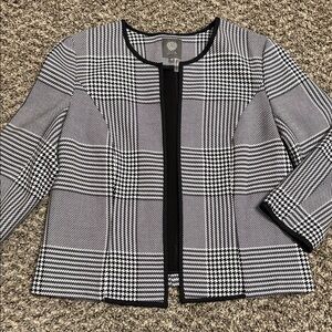 Vince Camuto Black and White Houndstooth Blazer